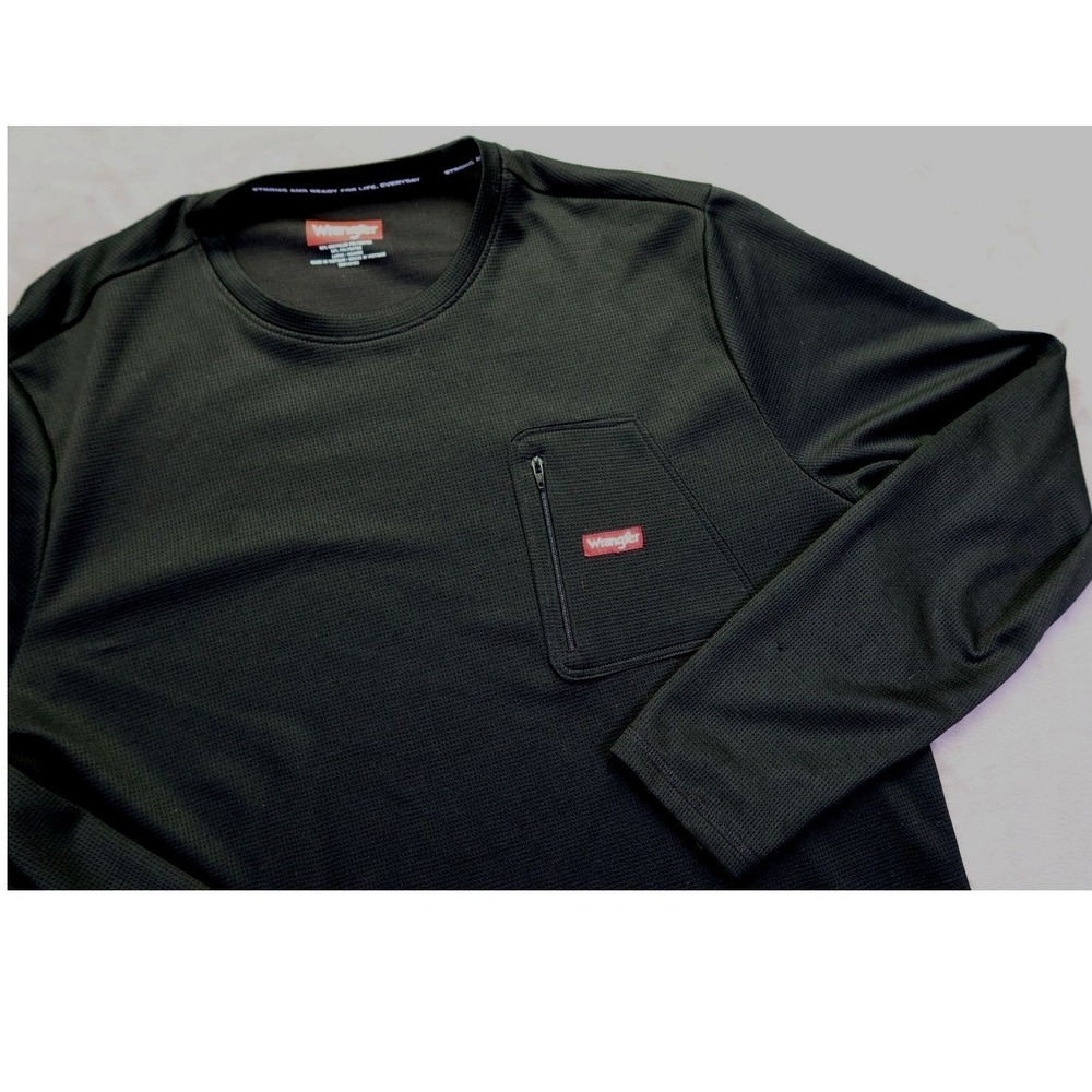 Wrangler Workwear Black Thermal Charcoal Black Zip Pocket Shirt Men's Size Large